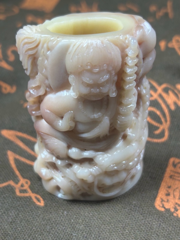高档家居摆件把件人工精雕刻大黑天原生态满血原皮