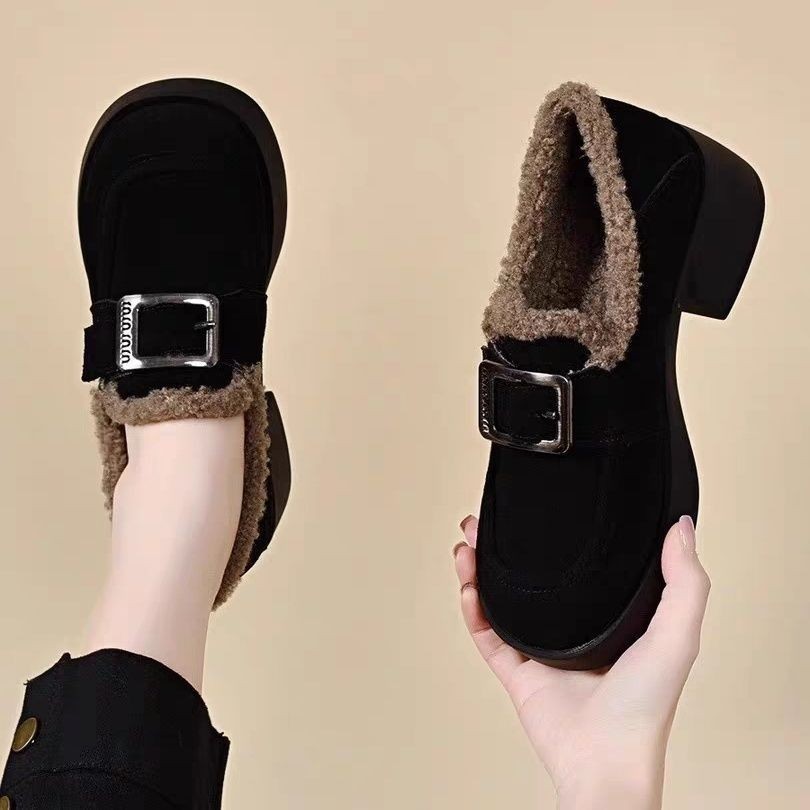 单鞋潮流风休闲风磨砂雪地靴棉鞋纯色复古港风秋冬意康&1120