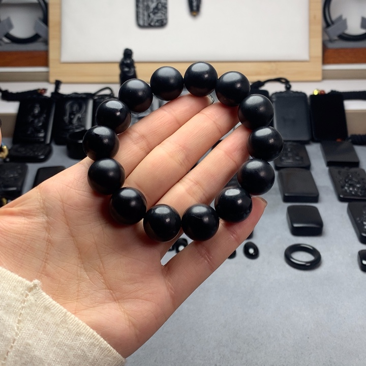 和田玉（墨玉）未镶嵌手串特价16mm