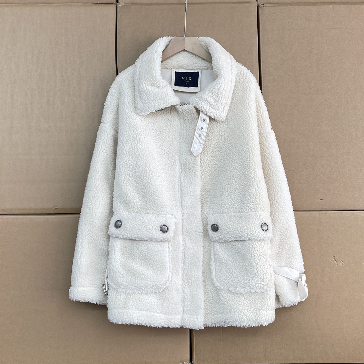 外贸沅货！！羊羔毛外套女设计感宽松中长款保暖颗粒绒上衣厚潮