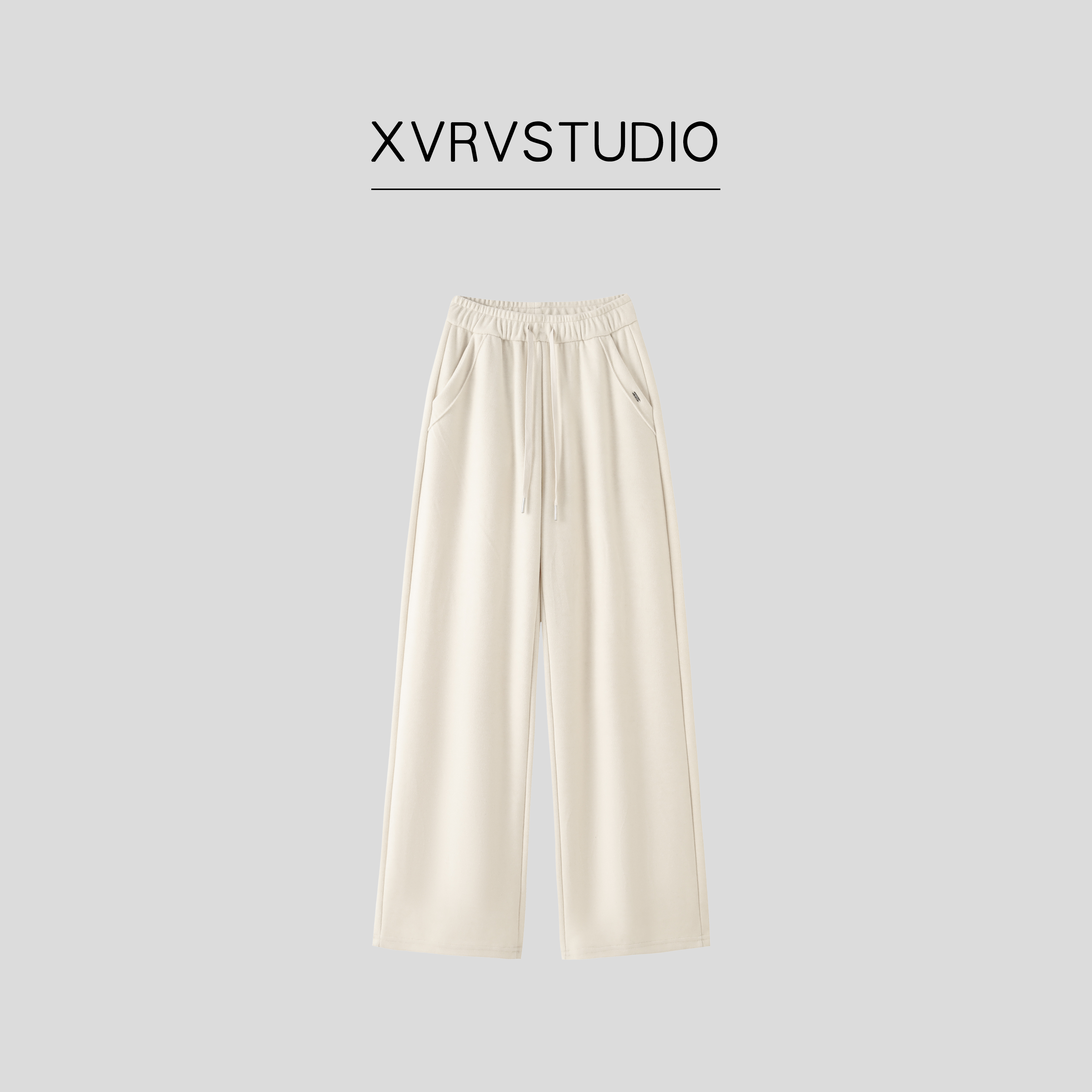 XVRV“糯米羊绒”针织羊绒阔腿裤女2025高腰休闲裤软糯直筒糯米裤
