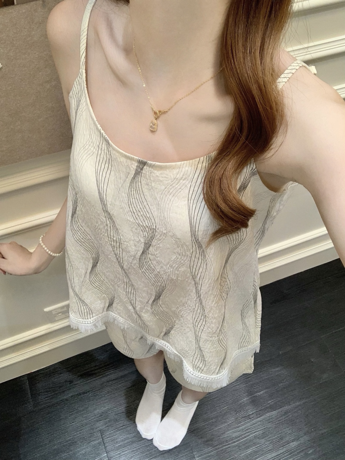 【带胸垫】韩系流苏条纹睡衣女套装夏季吊带短裤无袖家居服可外穿
