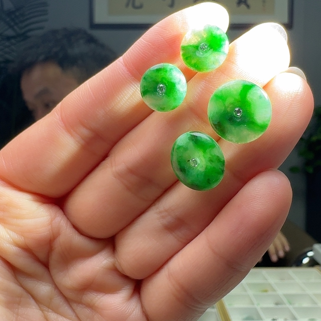 翡翠18K金镶嵌耳饰多样性发货其一