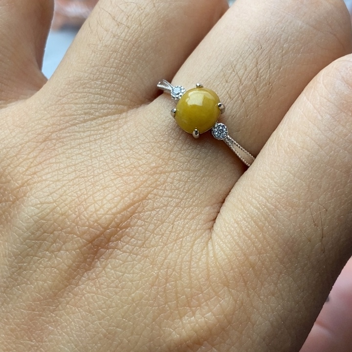 翡翠戒指银S925镶嵌戒指