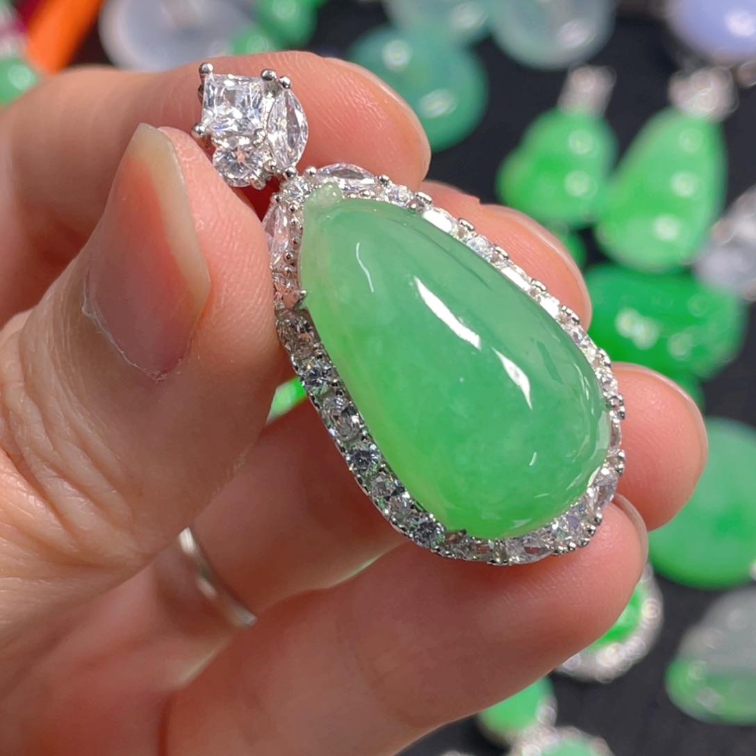 翡翠银S925镶嵌吊坠(不含链)