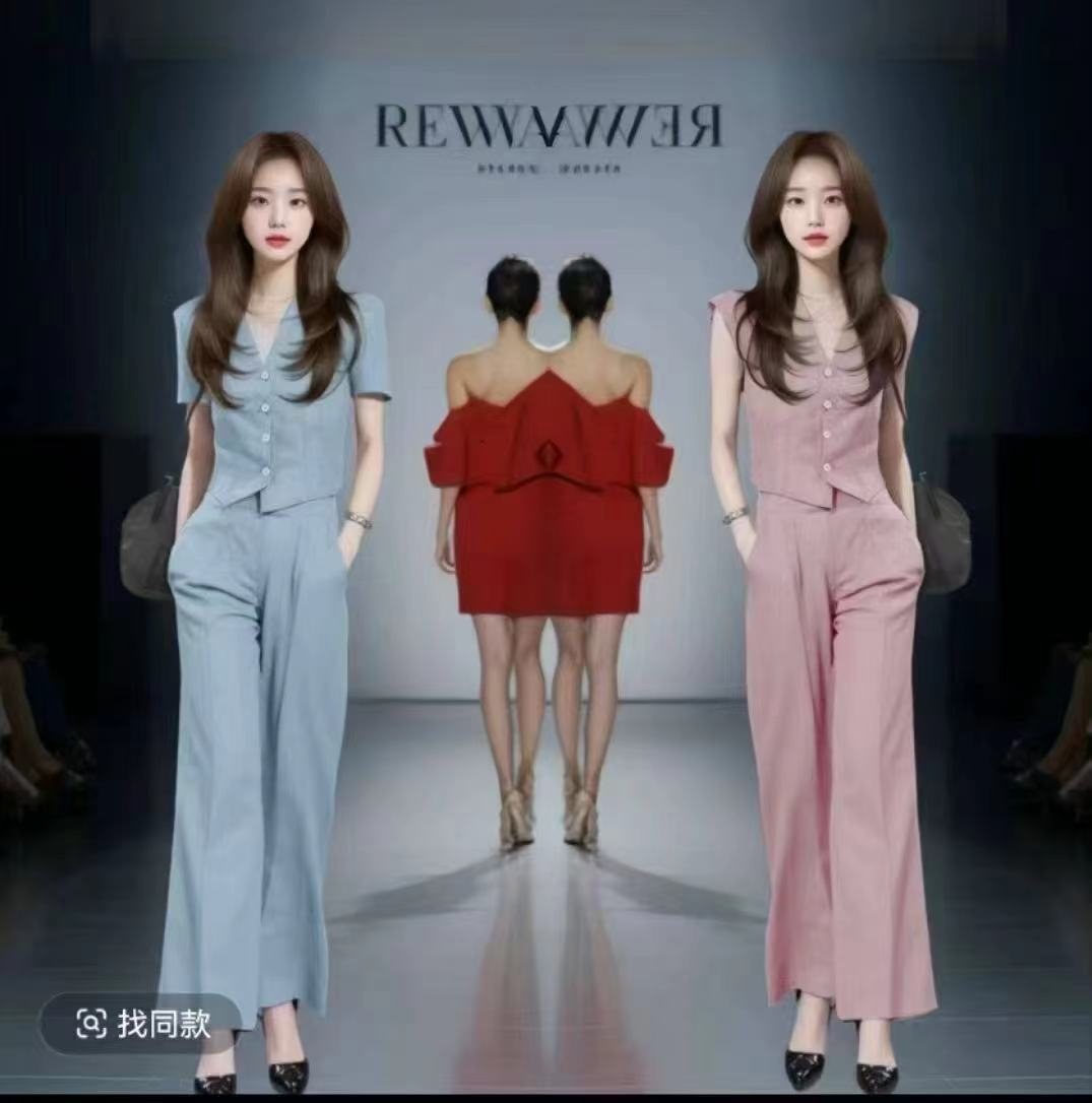 【现货】时尚套装女2025夏季新款时髦洋气无袖上衣阔腿裤气质两件套