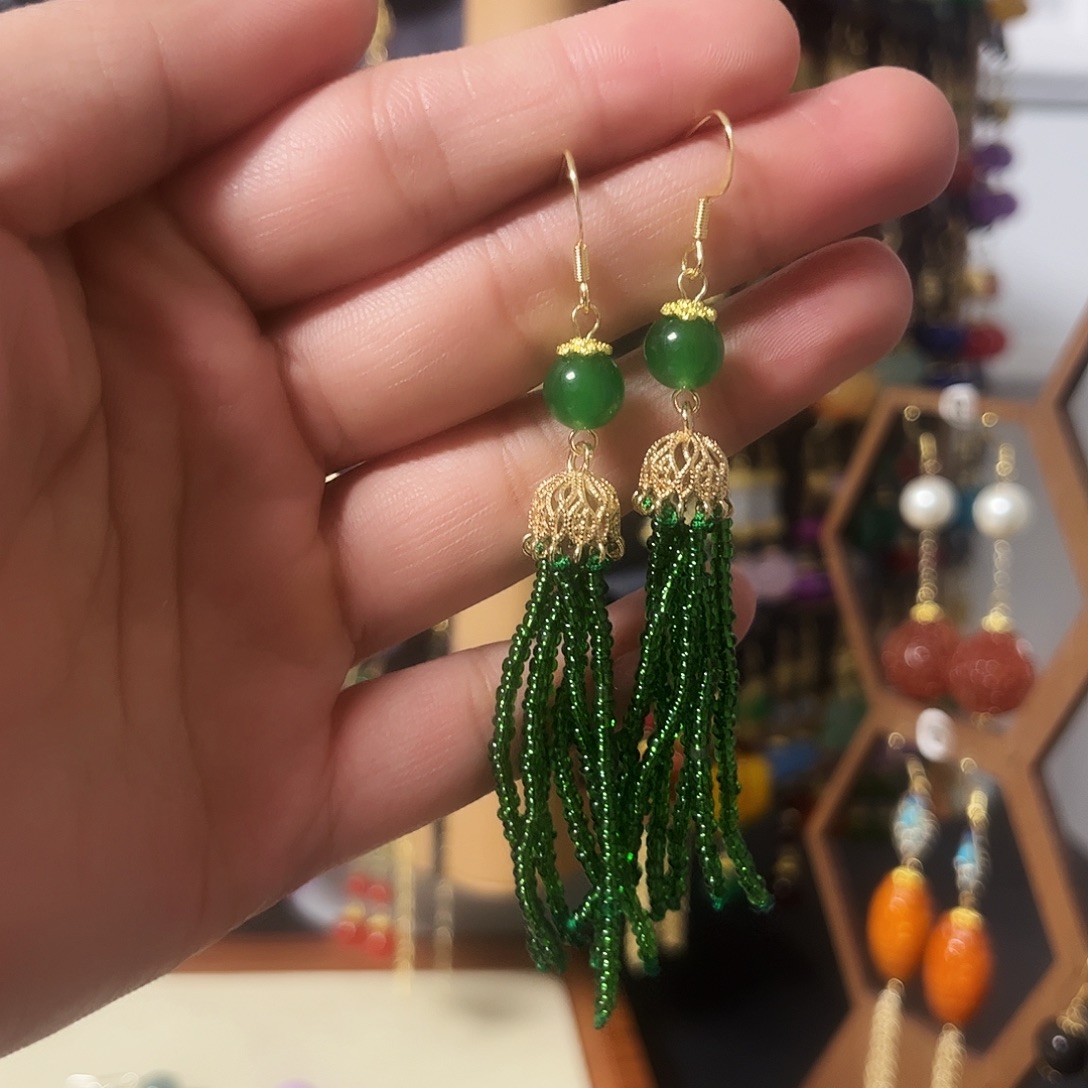 锆石纯铜925银耳饰