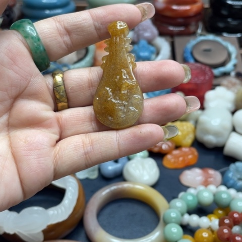 合金石英质玉（黄龙玉）手链