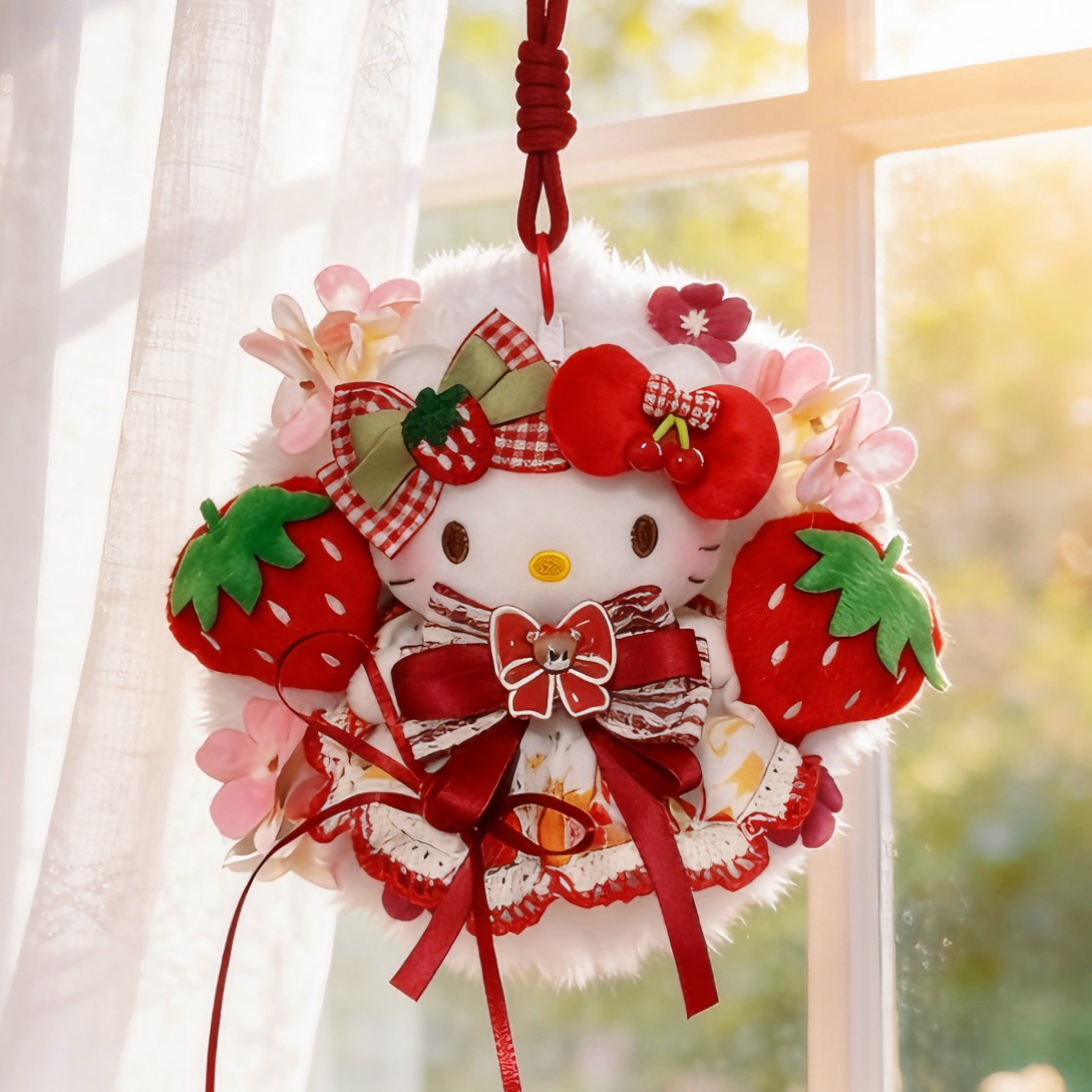 正版hellokitty暖春草莓kt三丽鸥包包娃娃挂件玩偶送人生日礼物女
