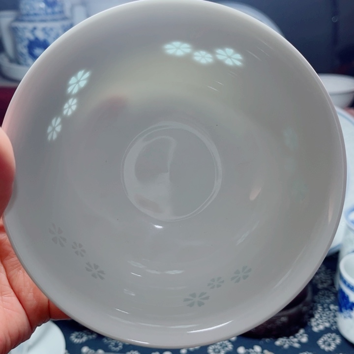 青花玲珑5寸饭碗三星花素玲珑