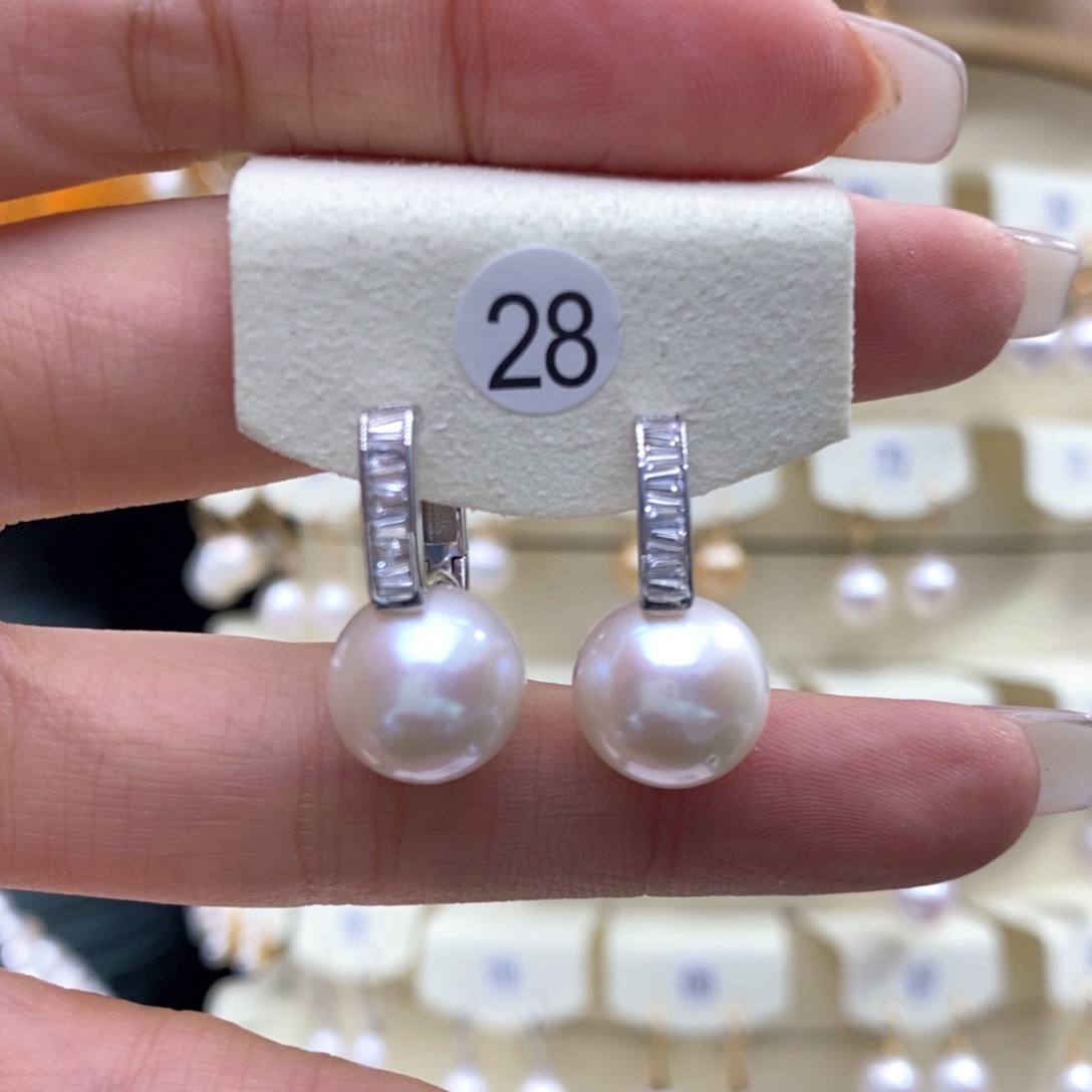 淡水珍珠耳饰银S925镶嵌