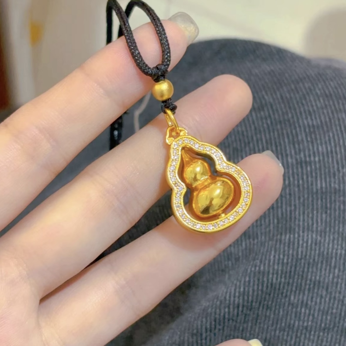 非金属布艺项链 旋转葫芦坠链新中式福禄毛衣链X-42