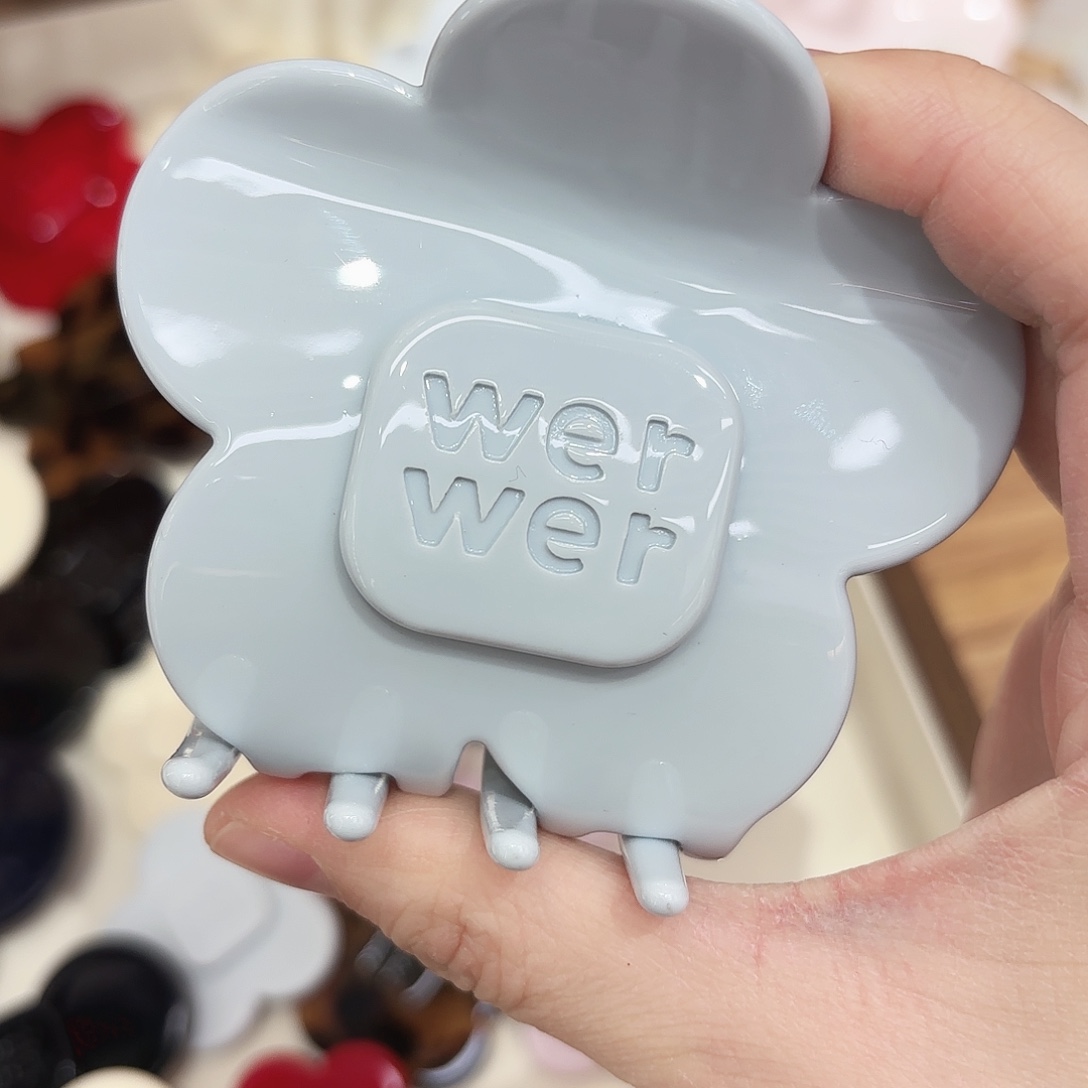 皮质铁合金蓝色抓夹花朵