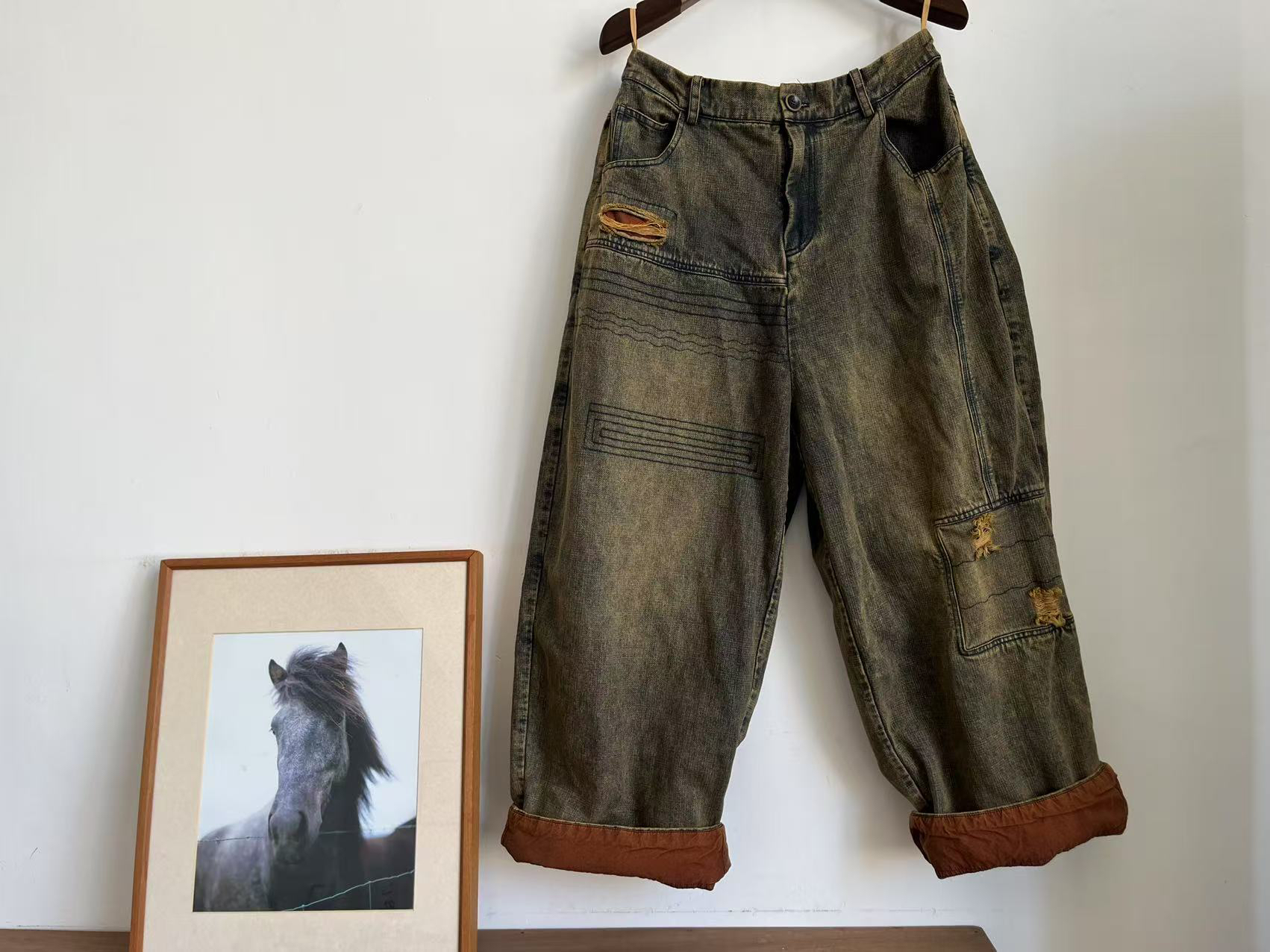 冉梅推荐高品质荼牛仔裤均码（90—150）斤