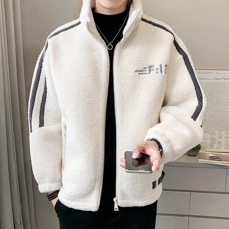 颗粒绒外套男士冬季2025新款潮流摇粒绒加厚羊羔毛二棉夹克男冬装