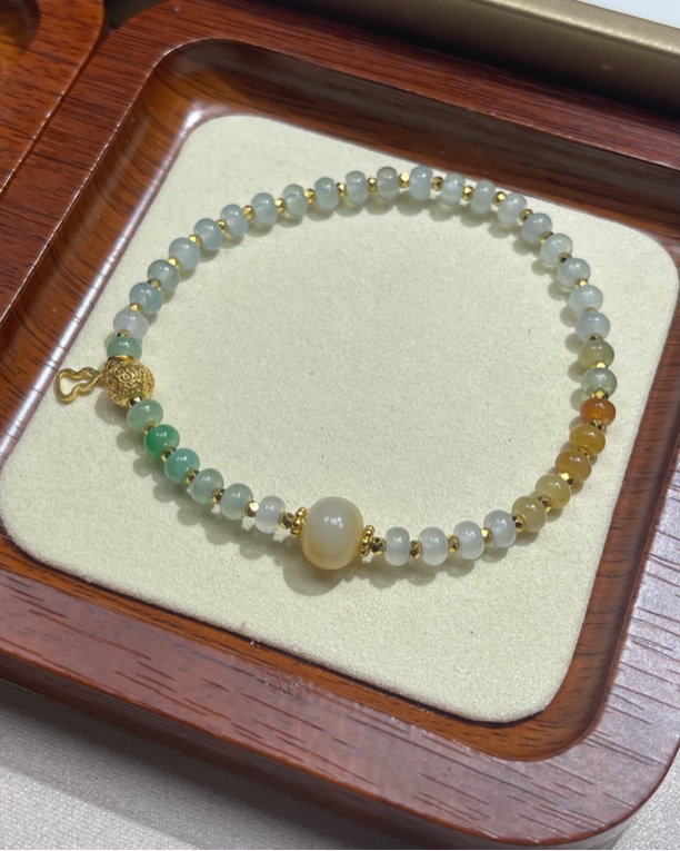 天然翡翠A货 缅料4.5算盘珠设计款