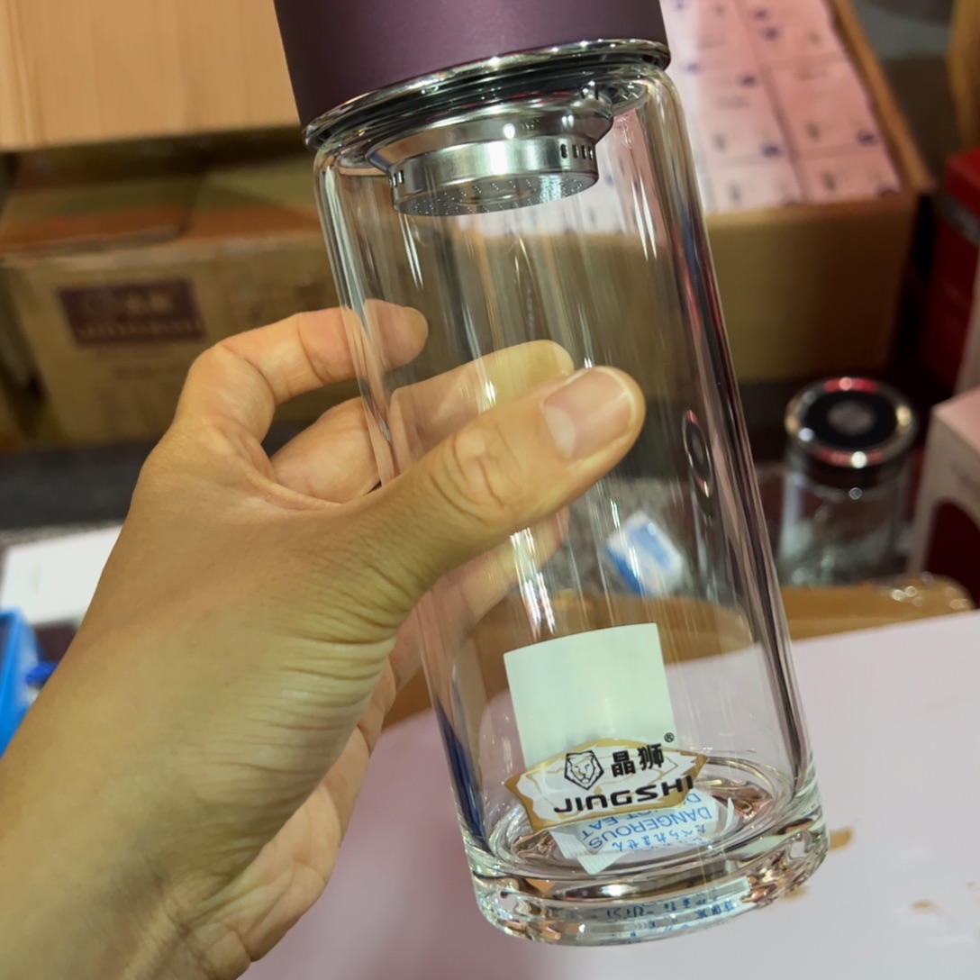晶单层烫手玻璃杯460玻璃杯紫色玻璃杯家呗套