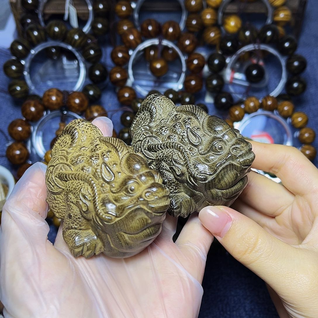 手串/手链楠木（金丝楠）阴沉手把件金蟾果香
