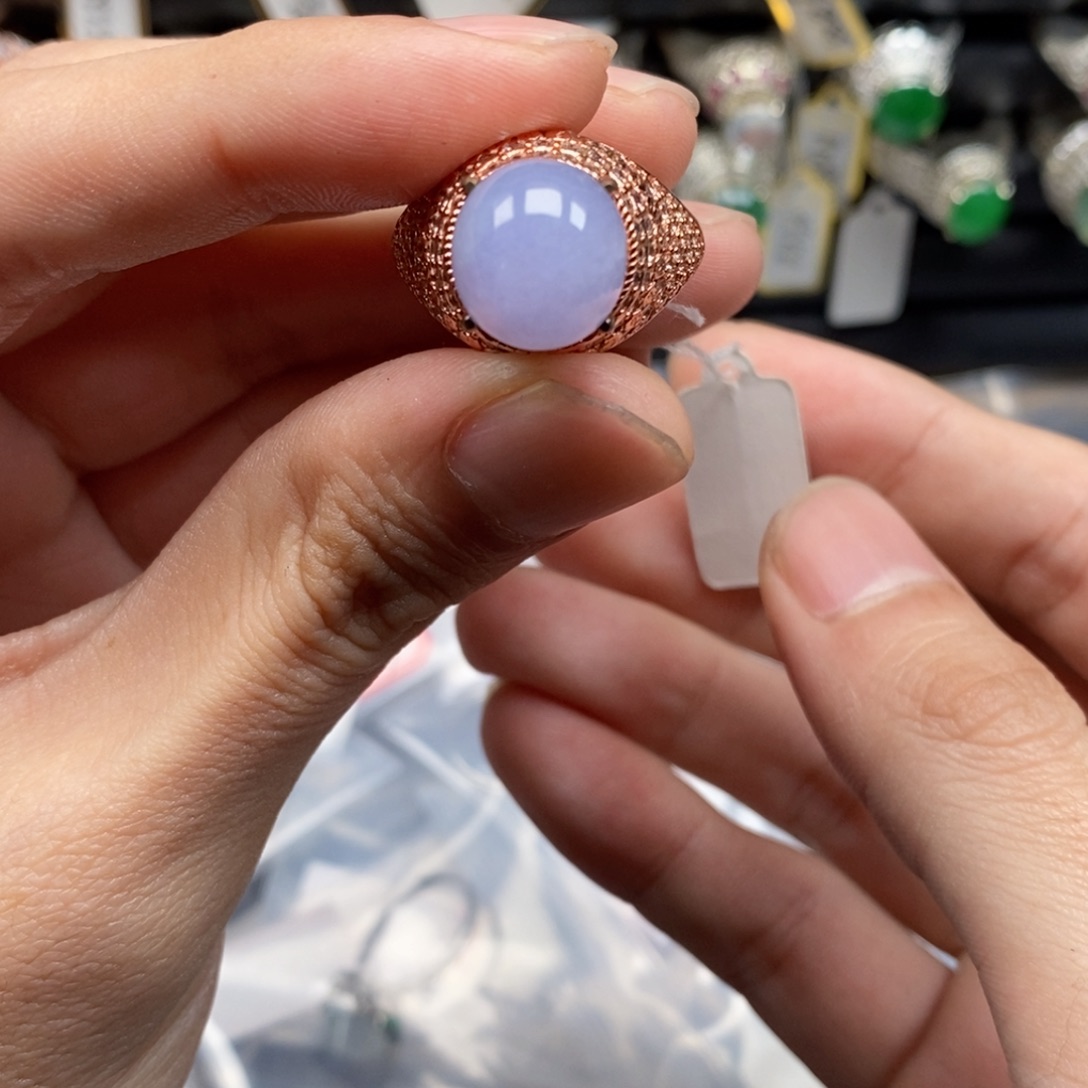 翡翠戒指未镶嵌磨****贝天然缅甸翡翠a货