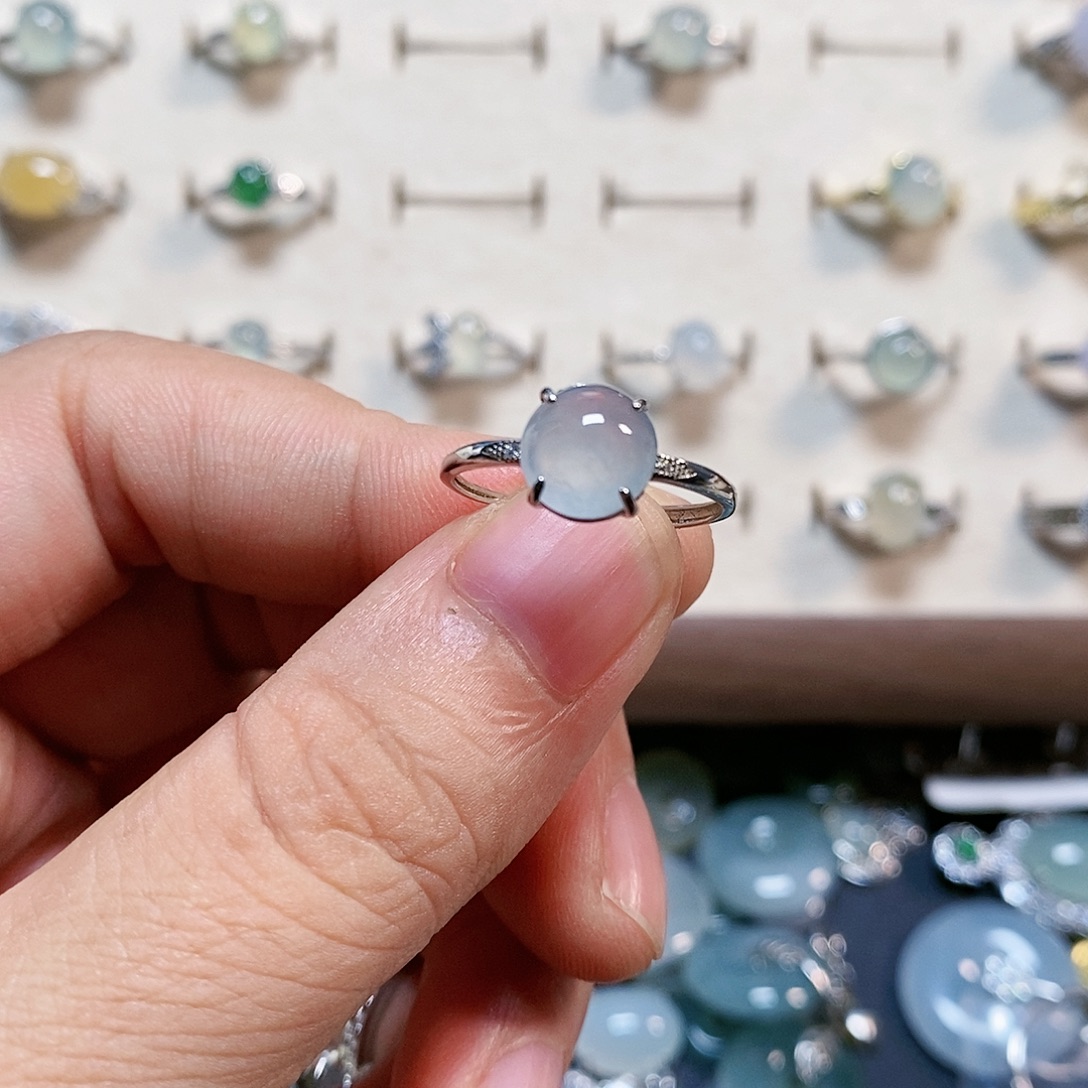 翡翠银S925镶嵌戒指