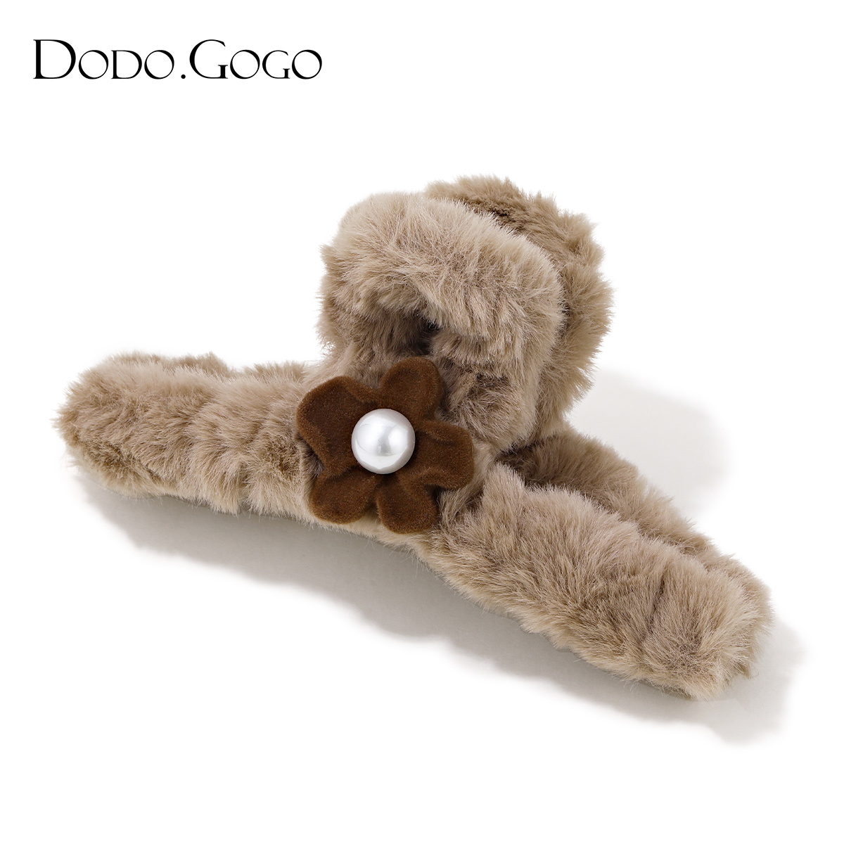 DODOGOGO毛绒花朵发抓女高级感后脑勺盘发大号鲨鱼夹简约秋冬抓夹