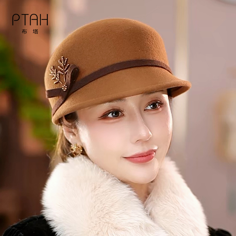 布塔绵羊毛秋冬马术帽羊毛呢英伦帽子新款帽子女秋冬1337
