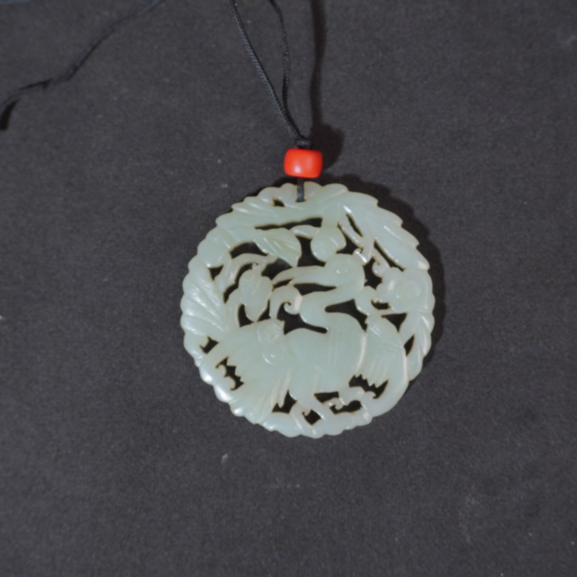 3NK12   清  和田玉仙鹤镂空佩