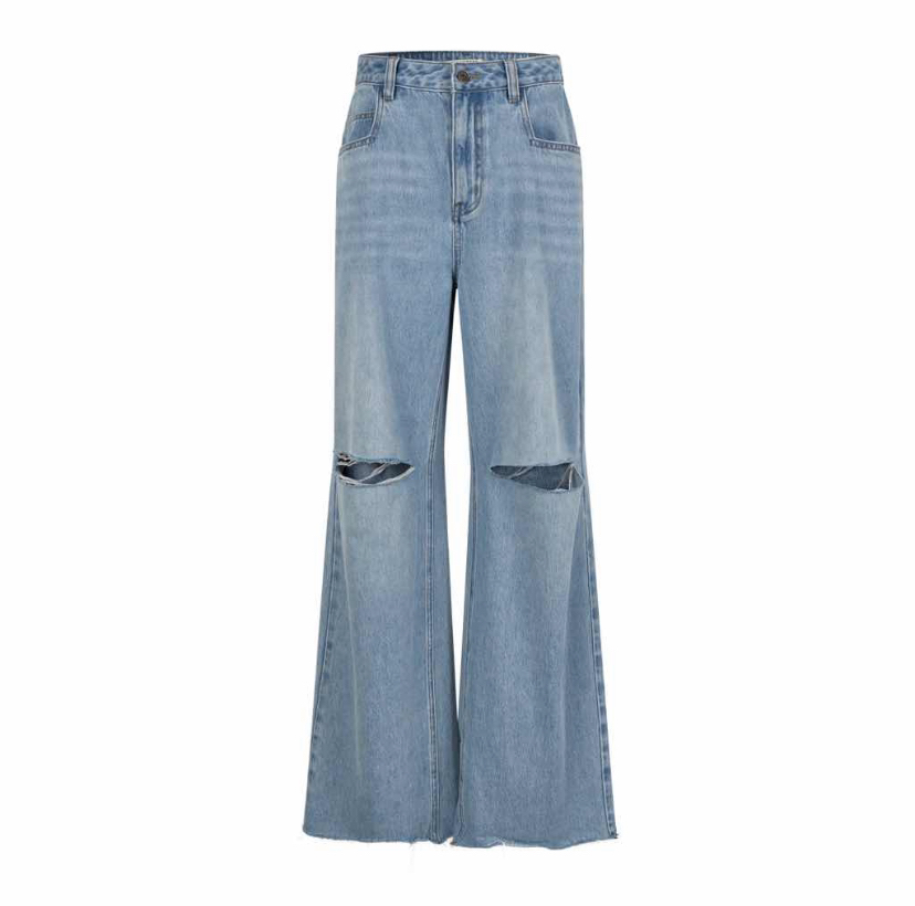 【SFF推荐】ANNAMOOER 25早春破洞牛仔长裤简约时尚洋气百搭5789