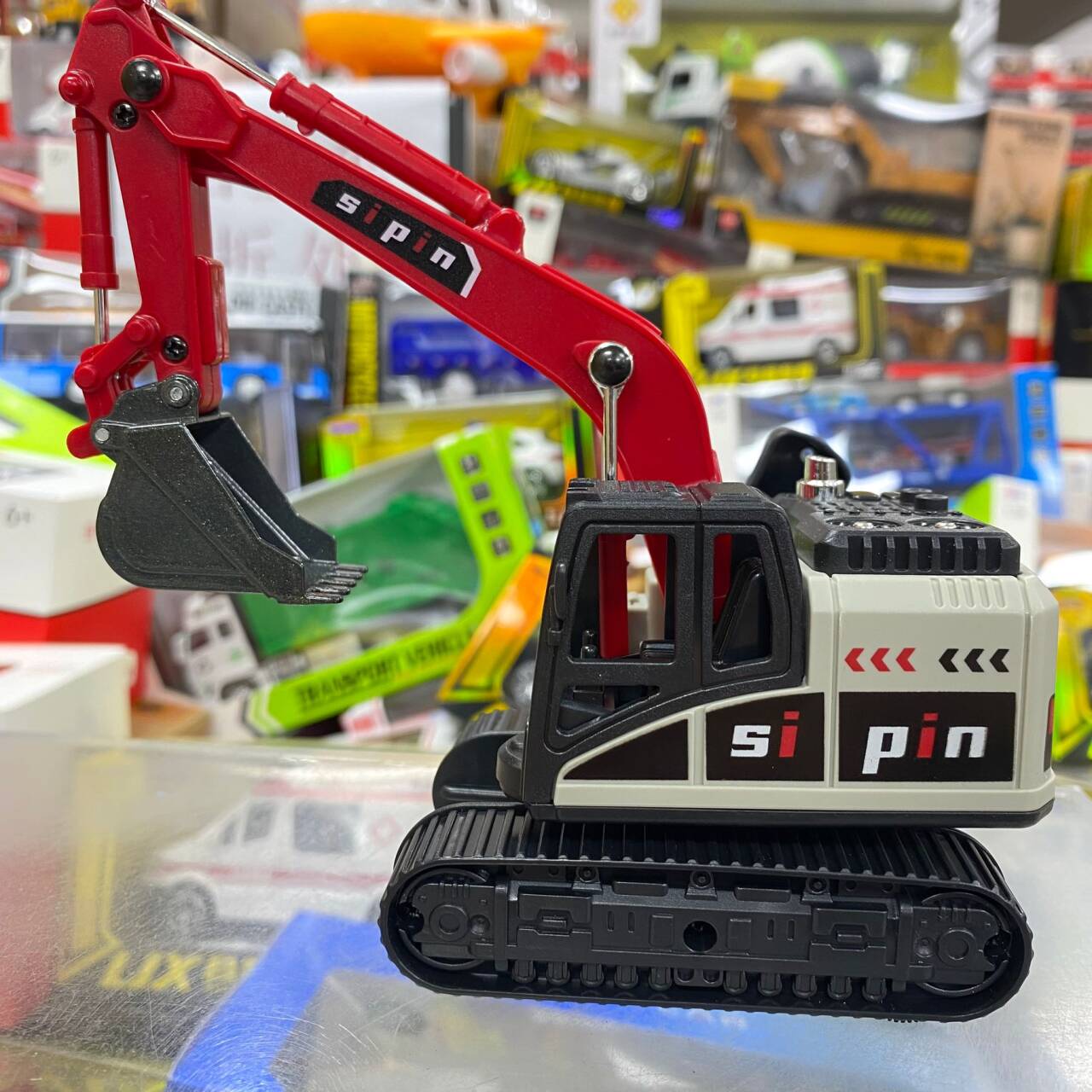 红色-合金挖掘机 15厘米长【铲头合金】 惯性玩具儿童  袋装