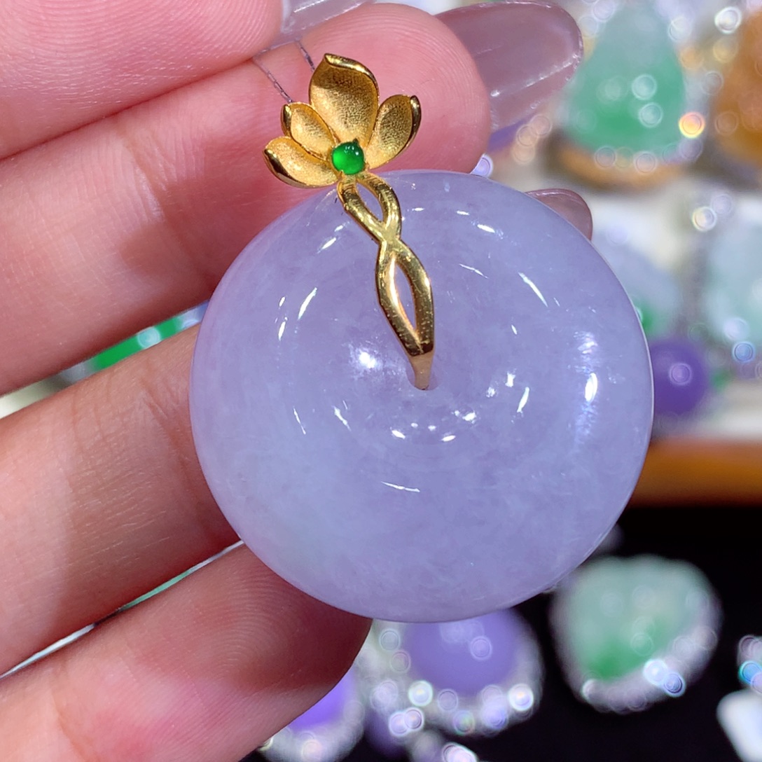 翡翠18K金镶嵌吊坠(不含链)