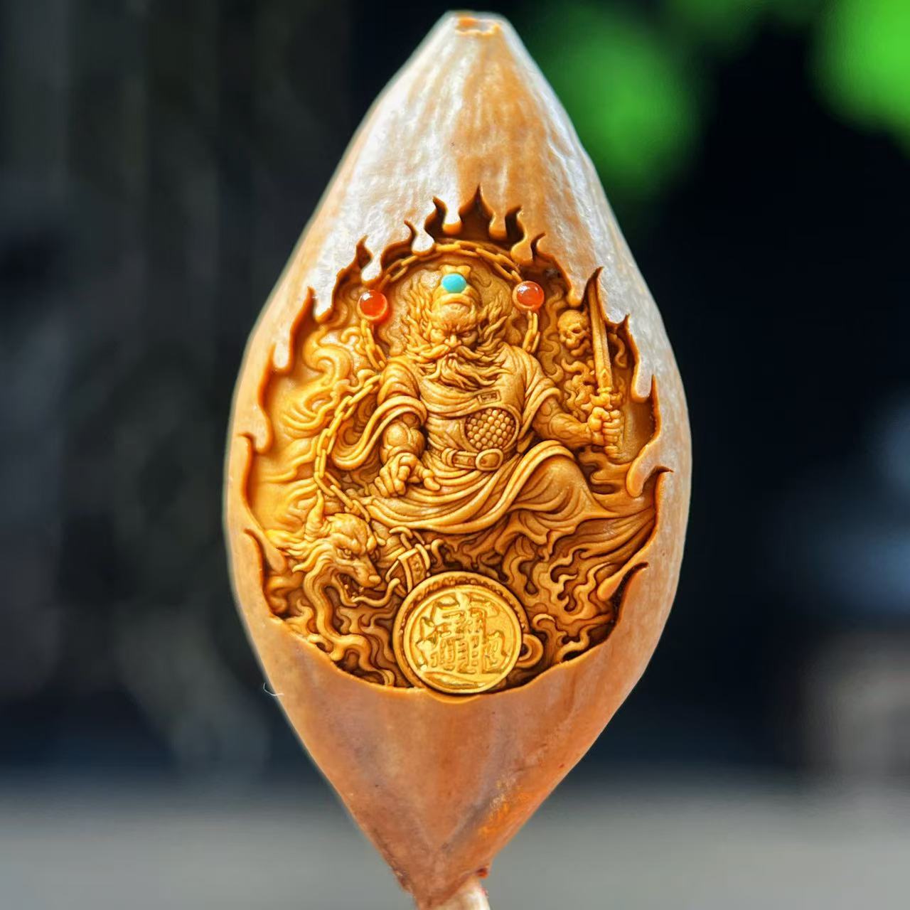 橄榄金字钟馗单粒镶嵌金标款