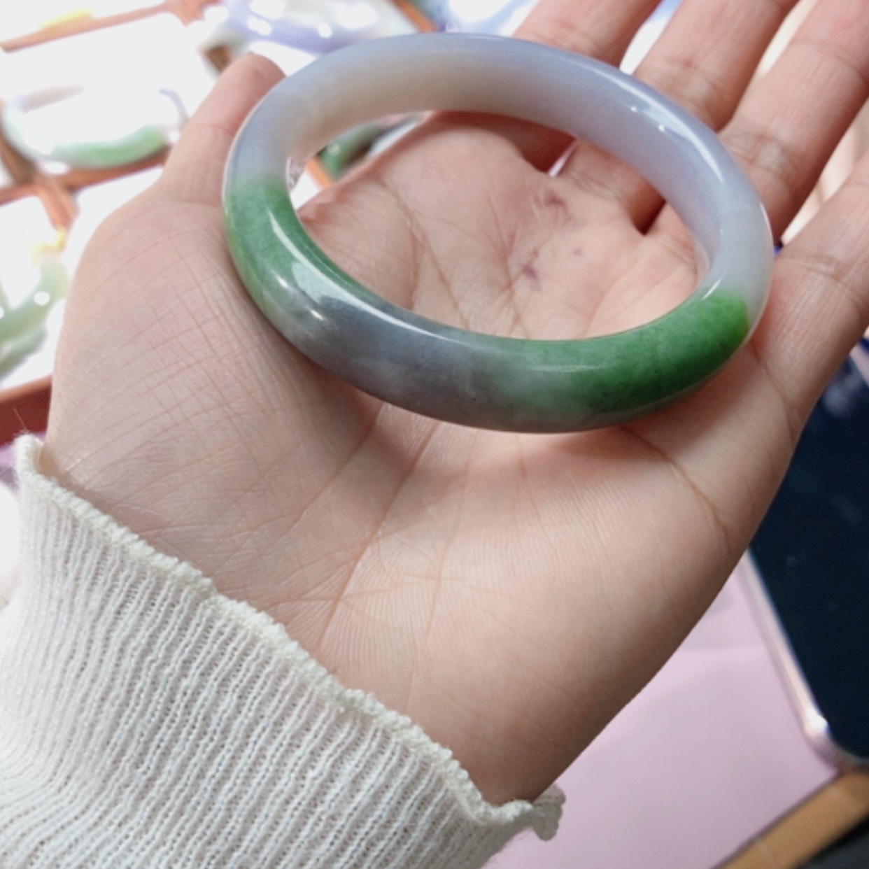 【闪购商品】未镶嵌手镯和田玉（翠青玉）安*