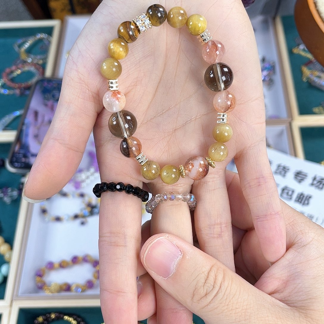 水晶手链银S925镀金镶嵌