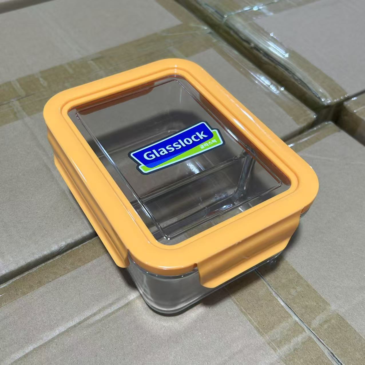 韩国G家长方形分隔玻璃保鲜盒1000ml-橙色 MCRK-100N