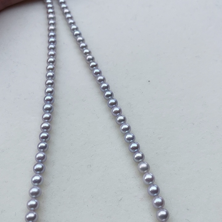 淡水珍珠颈饰银S925镶嵌卡4-5灰紫高品