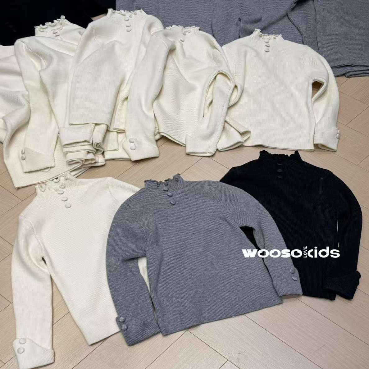 女童纯色秋冬上衣针织衫木耳边百搭长袖半高领休闲风毛衣