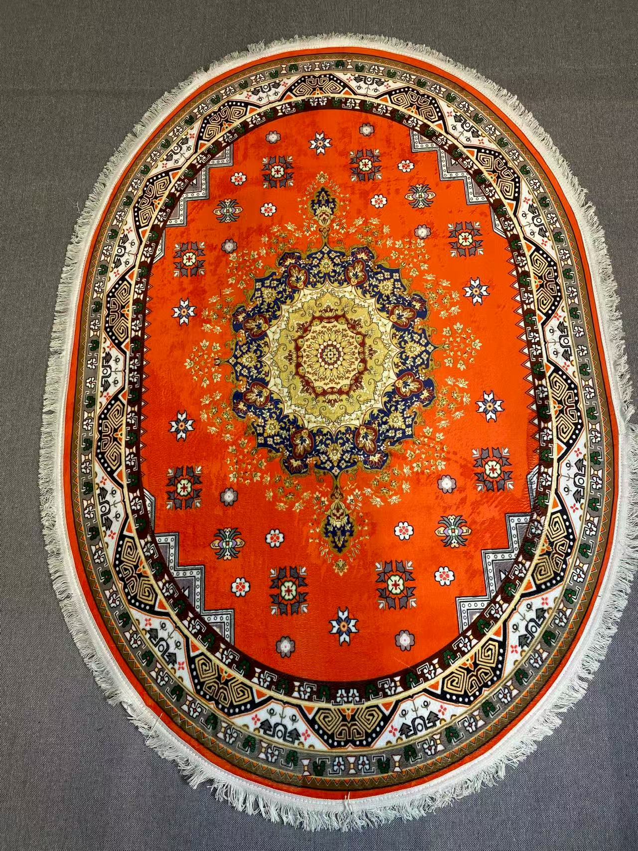 仿天鹅绒5D椭圆地毯80×120cm新疆直发包邮家用卧室床边毯