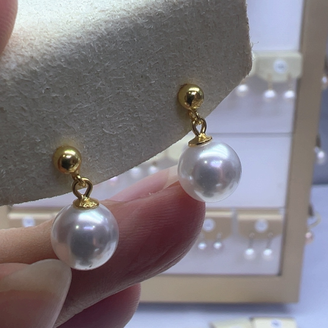 银S925镶嵌淡水珍珠耳饰