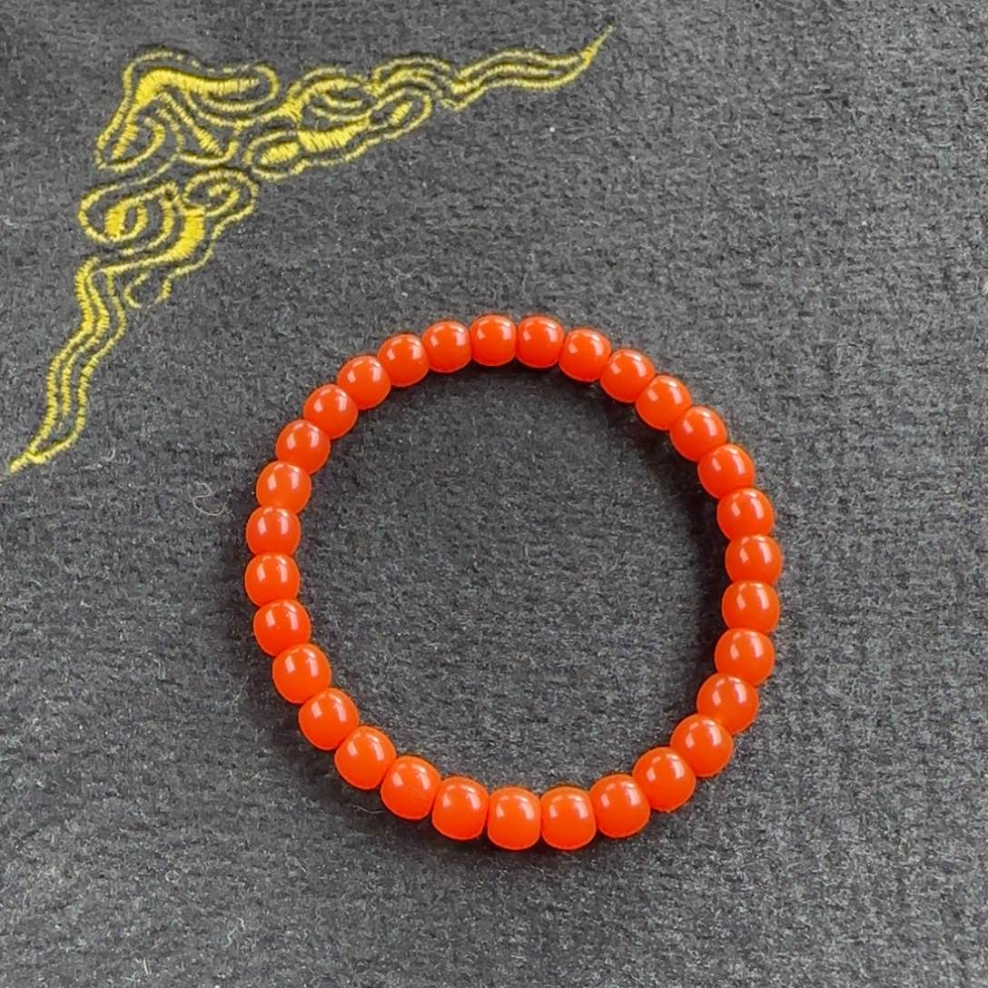 南红玛瑙福利款6.5mm柿子红老型单圈未镶嵌