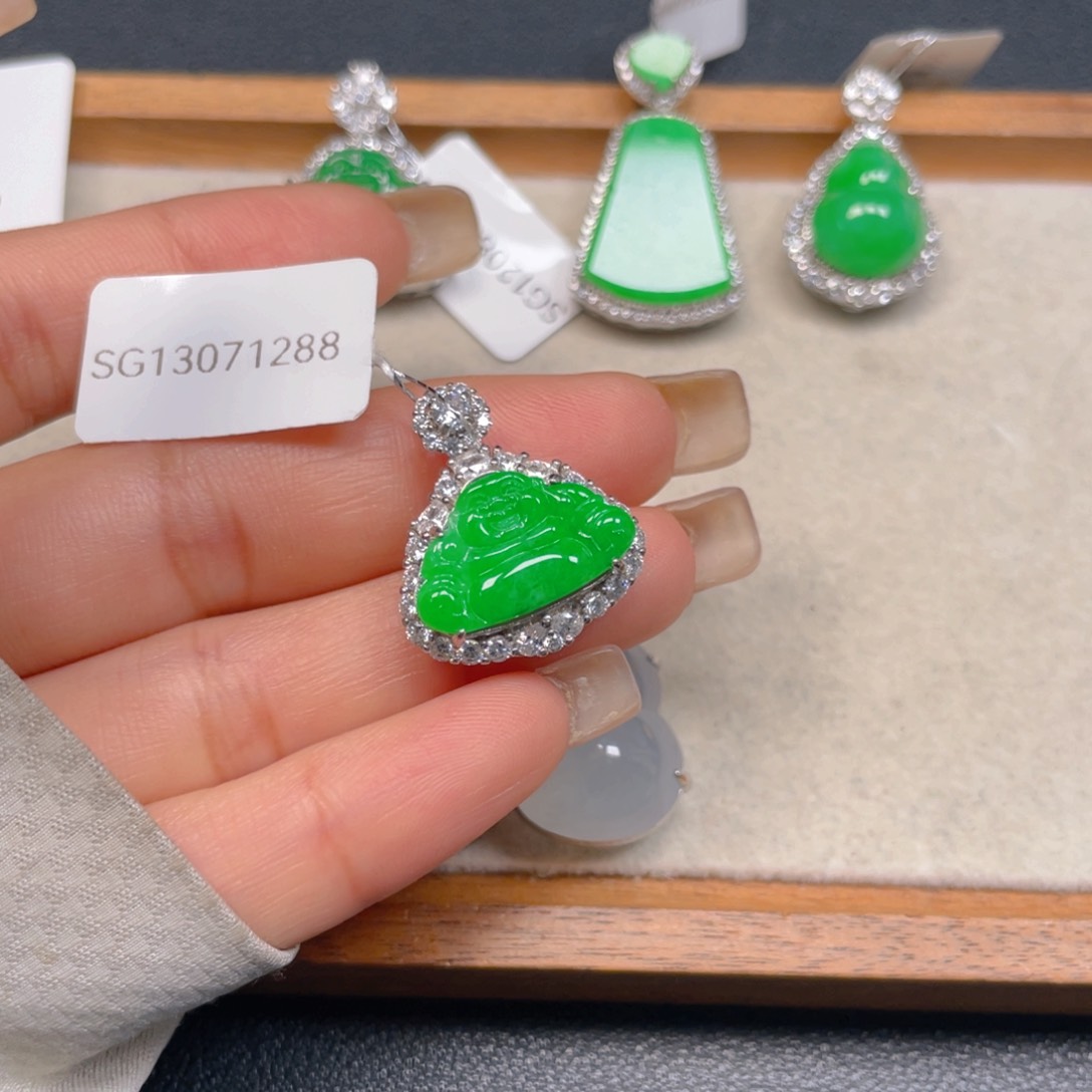 翡翠银S925镶嵌吊坠(不含链)
