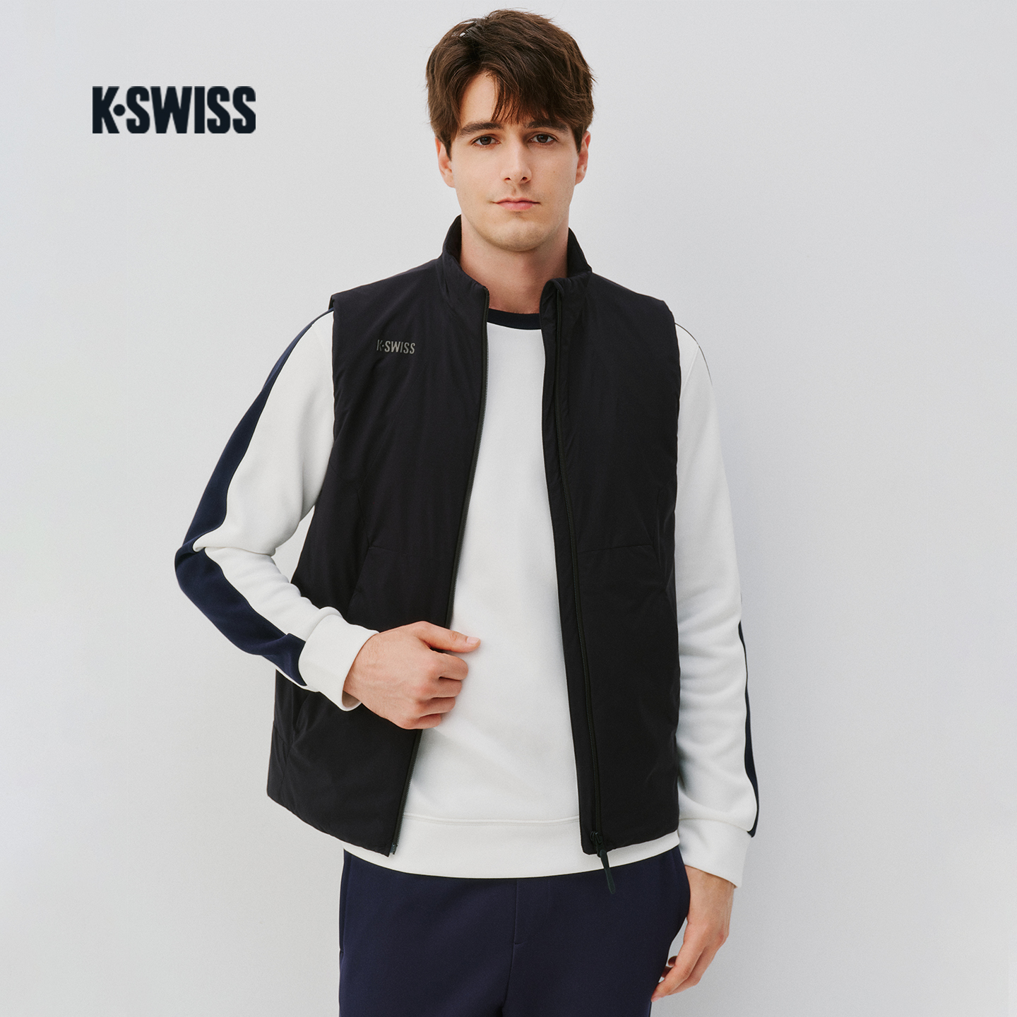 KSWISS盖世威棉马甲男25冬季保暖纯色百搭休闲运动上衣1012096