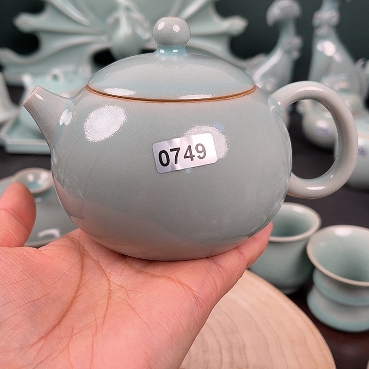 杯?*0749手工西施壶，，青鸾汝瓷原矿釉