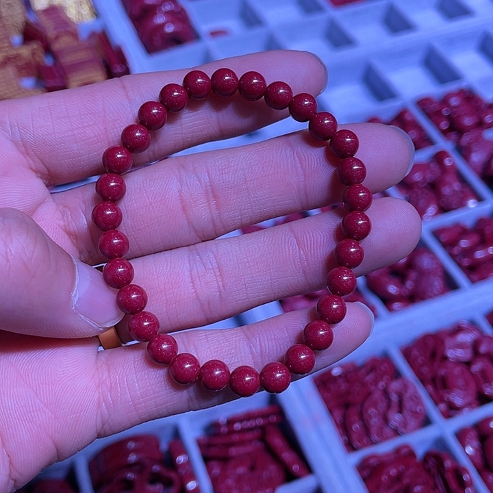 天然辰砂家*紫金砂6毫米手链