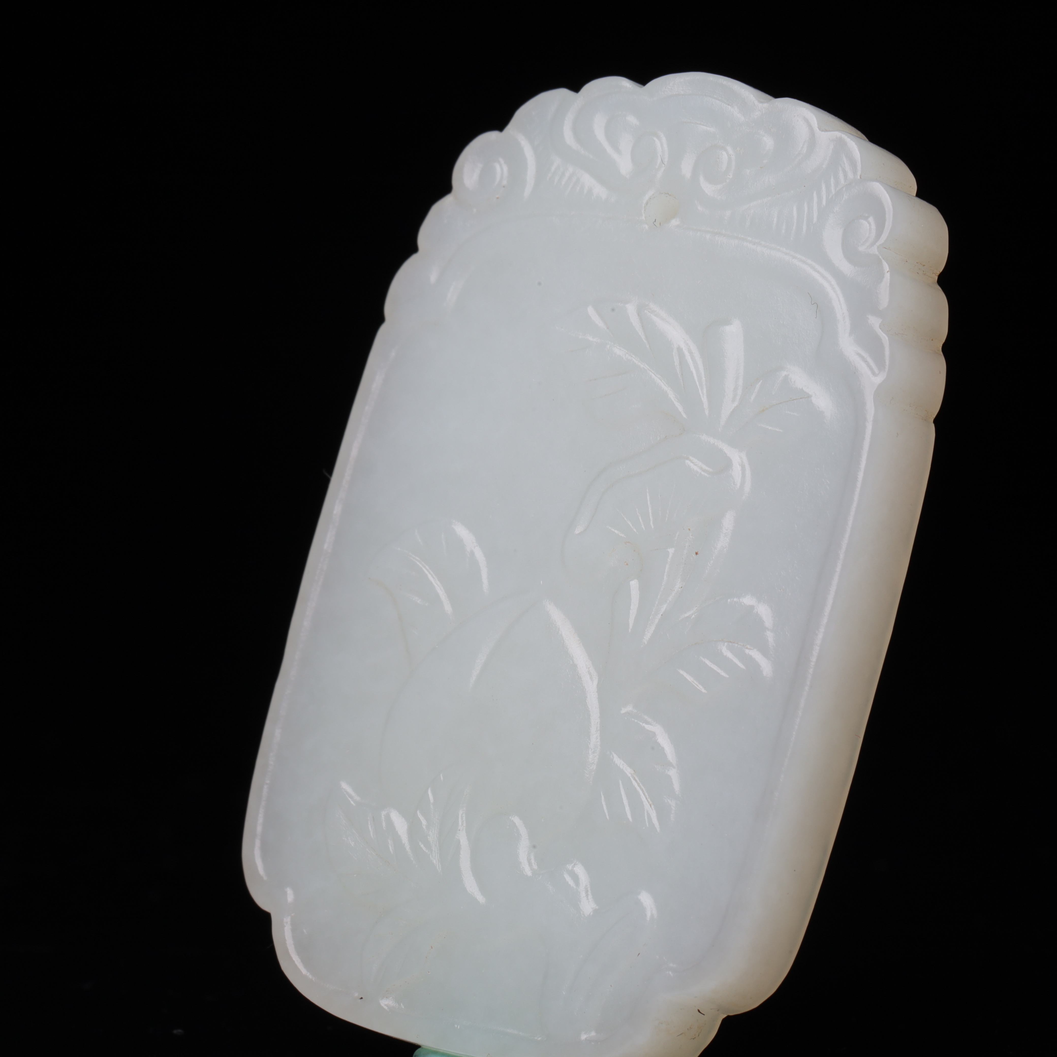 清代和田玉童子献寿牌-CS