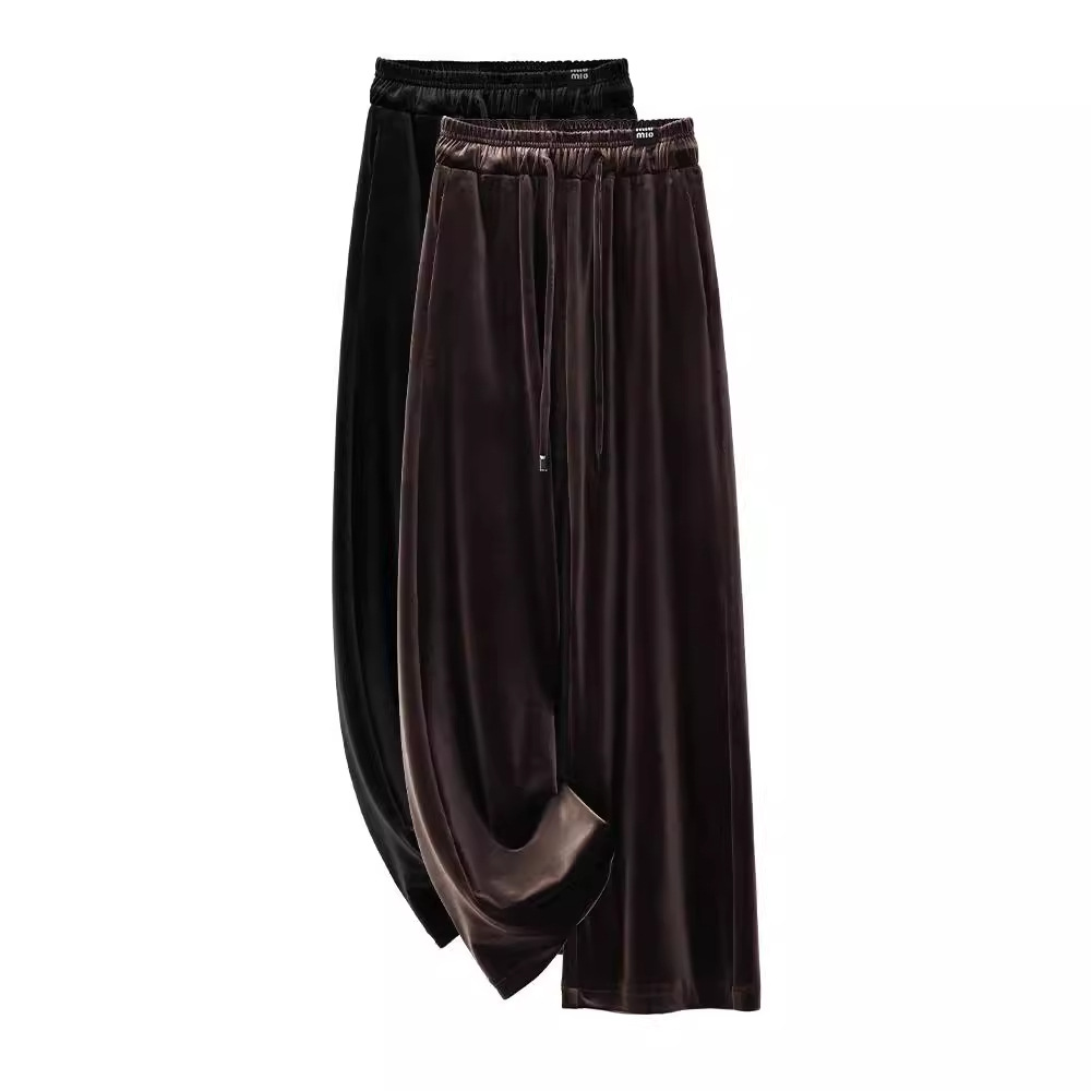 丝绒阔腿裤女秋季新款弹力垂感高腰休闲直筒裤金丝绒裤子百搭时尚