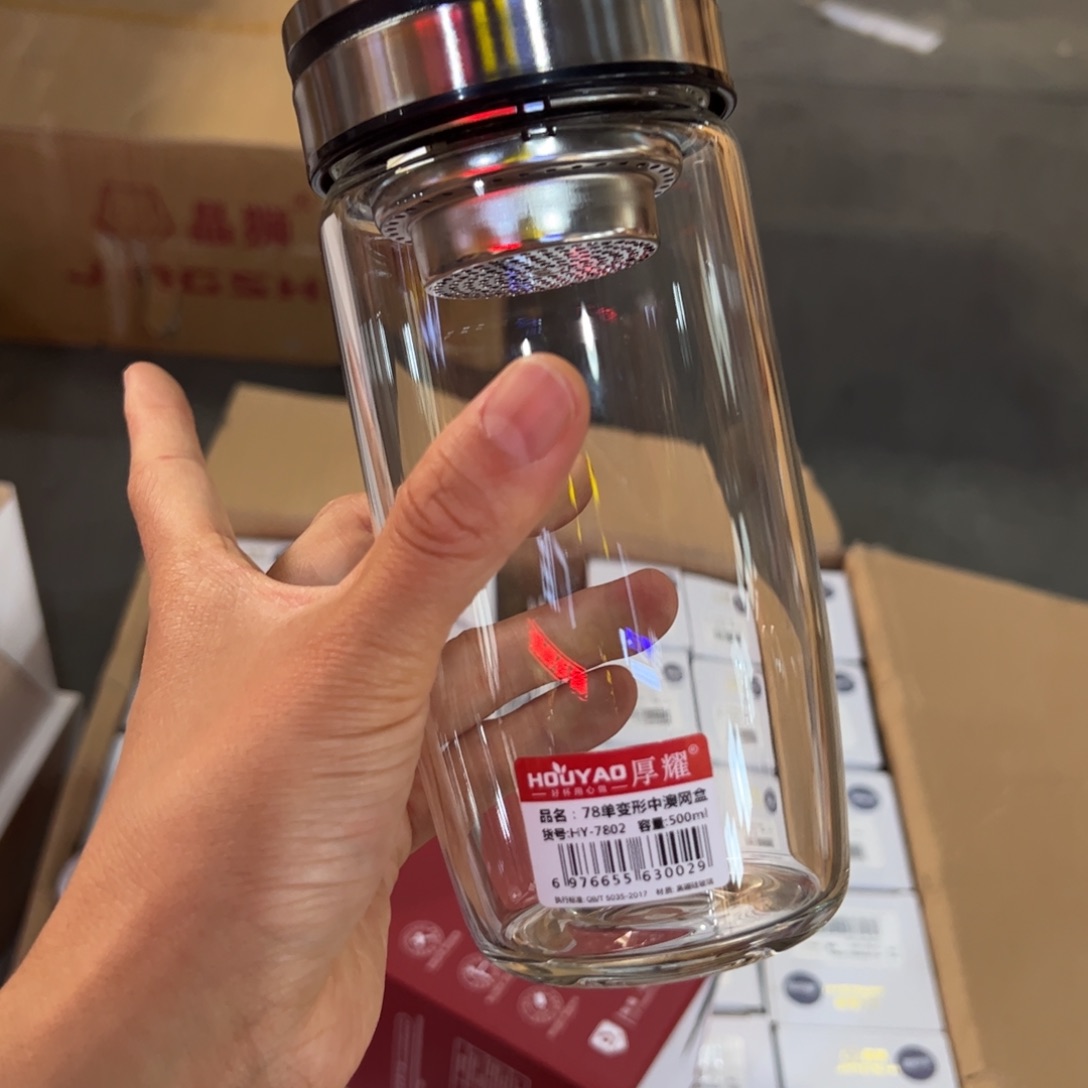 厚耀单层烫手玻璃杯500玻璃杯深谙黑色