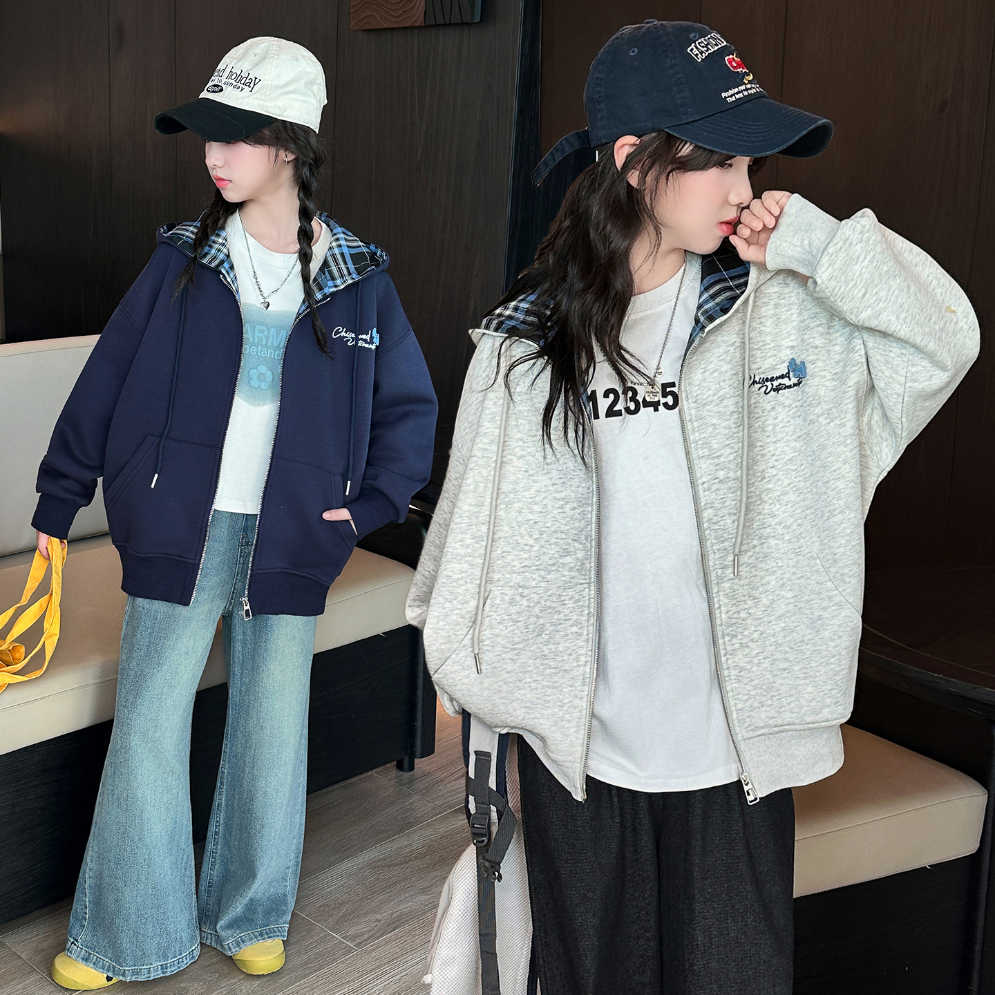 女童2025新款秋装连帽外套儿童洋气韩版短款夹克长袖风衣中大童潮