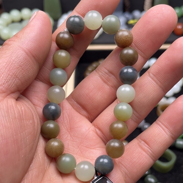 和田玉手串未镶嵌娄兰卡10柔光