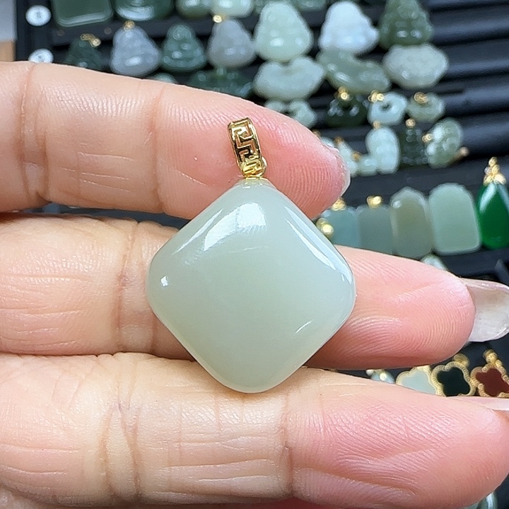 和田玉吊坠(不含链)银S925镶嵌