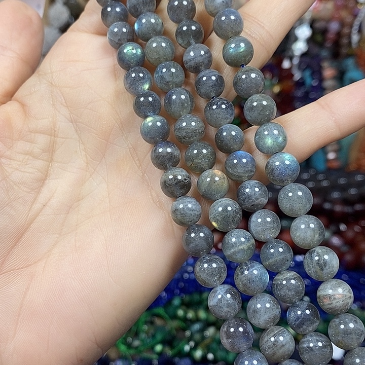 玛瑙/玉髓未镶嵌珠宝半成品天然灰月光高光卡8mm